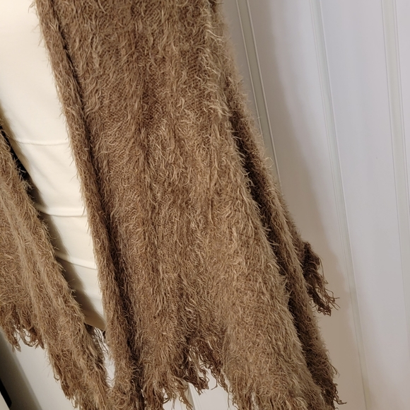 Donna Diosa Brown Eye Lash Hem Fly Away Open Boho Hippie Fuzzie Vest Free Sz - Picture 4 of 9